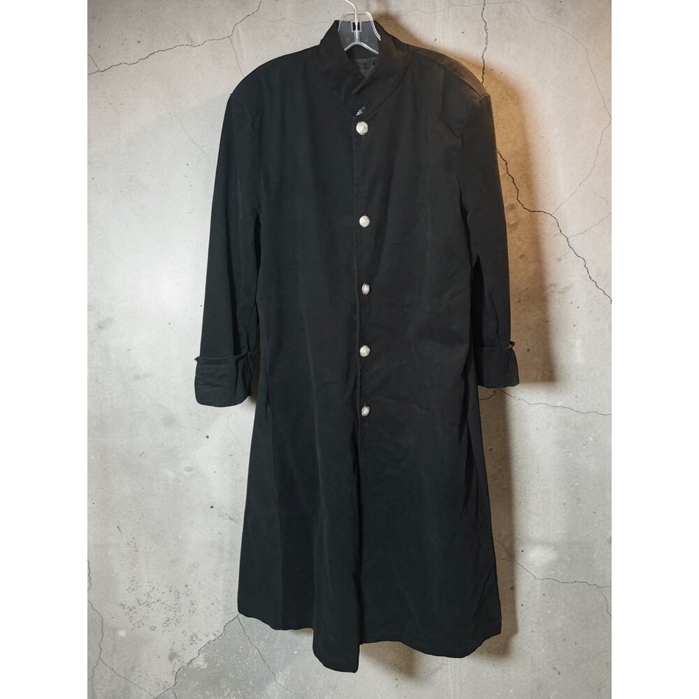 Subterranea Black Long Cotton Jacket With Silver Buttons Size S Gothic Coat